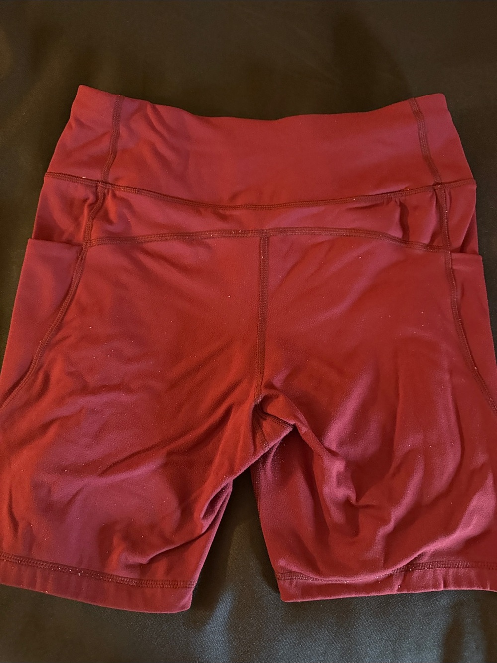 Avia Burgundy High-Rise Bike Shorts with Side Pockets - Picture 5 of 5